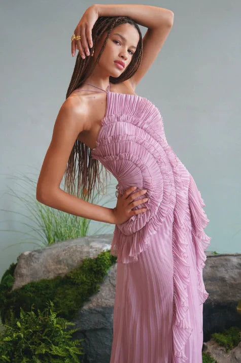 Amara Halter Dress Elegance in Dusty Mauve