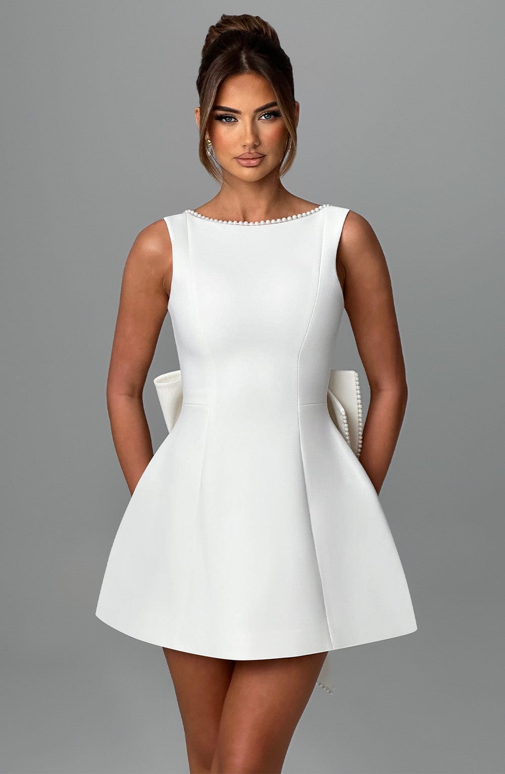 Elle | Pearl Bow Mini Dress