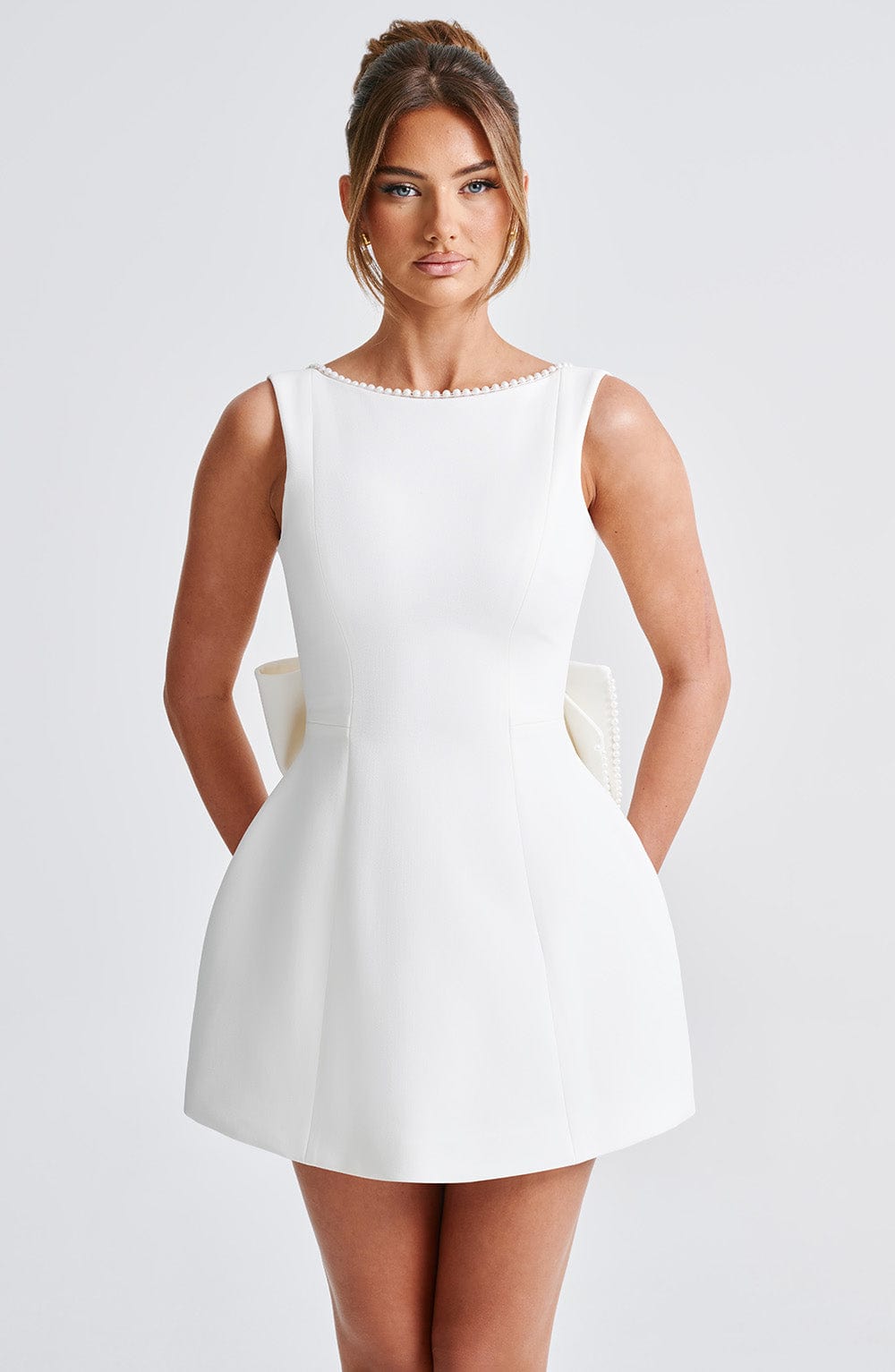 Elle | Pearl Bow Mini Dress