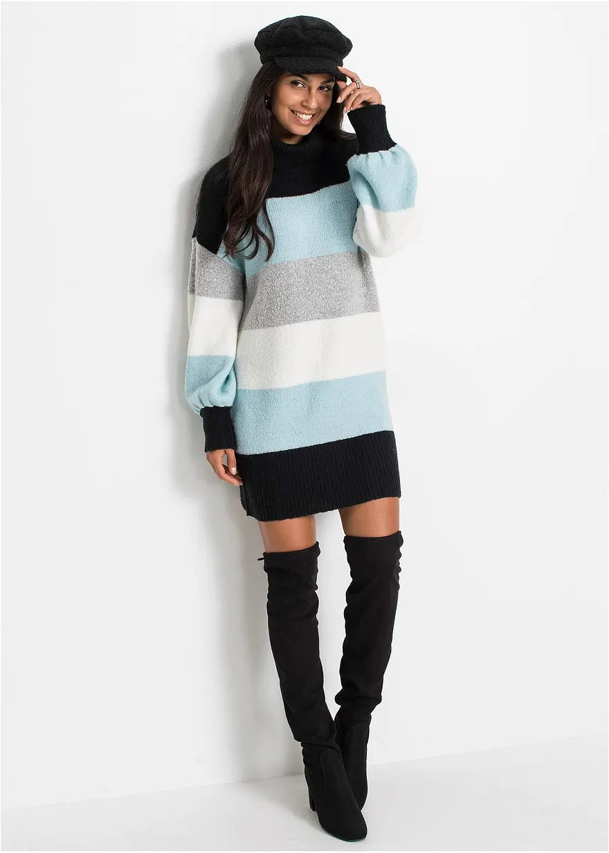 Long striped winter sweater