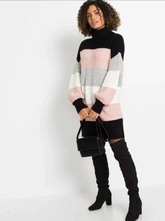 Long striped winter sweater