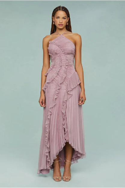 Amara Halter Dress Elegance in Dusty Mauve