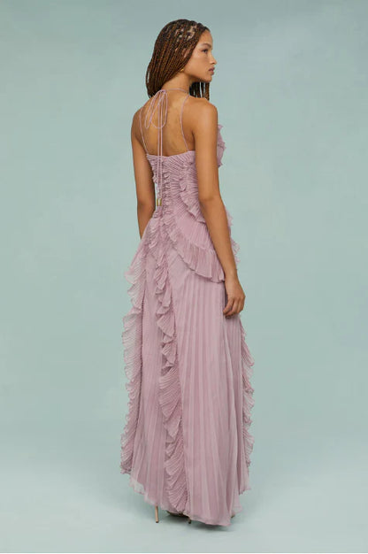 Amara Halter Dress Elegance in Dusty Mauve