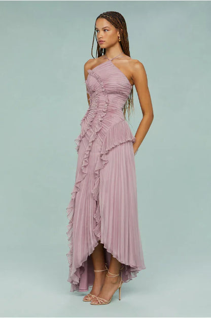 Amara Halter Dress Elegance in Dusty Mauve