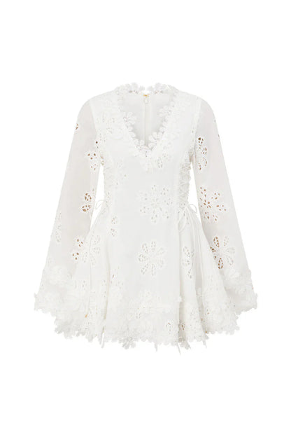 Luna Lace Dress  Bohemian Elegance in White
