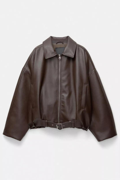 Indigo Leather Bomber Jacket