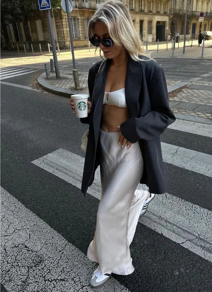 July Luxe Satin Maxi Skirt Elegance in Motion