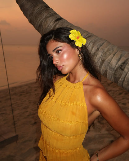 Solana Golden Glow halter dress for endless summer nights