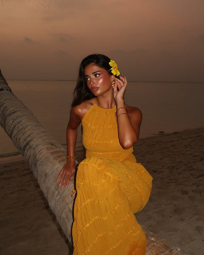 Solana Golden Glow halter dress for endless summer nights