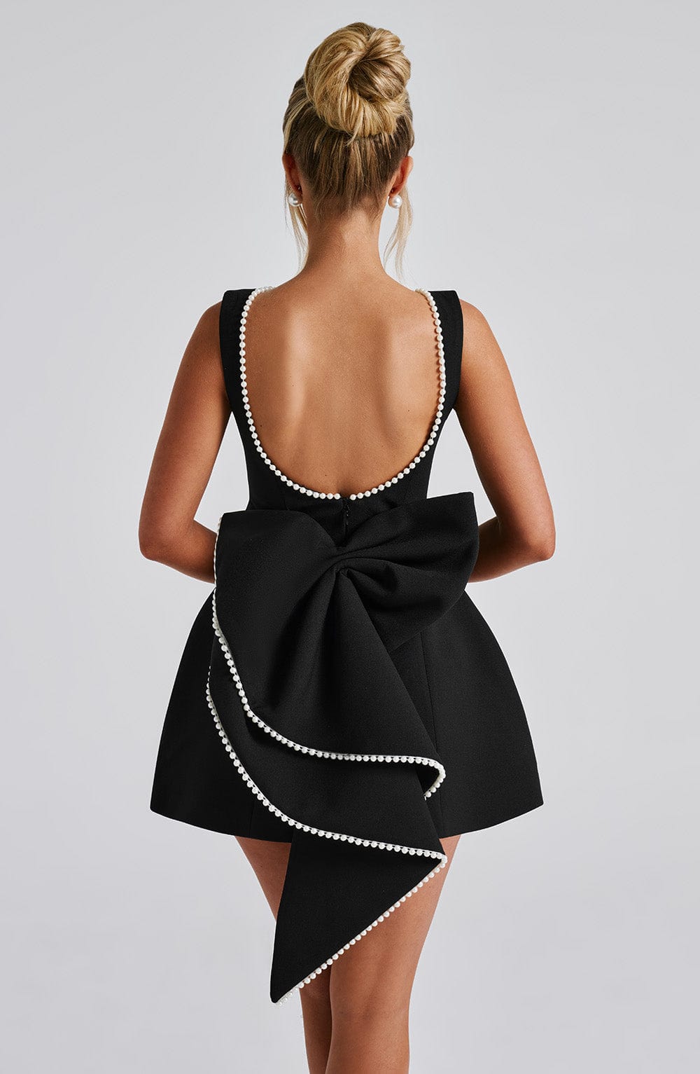 Elle | Pearl Bow Mini Dress